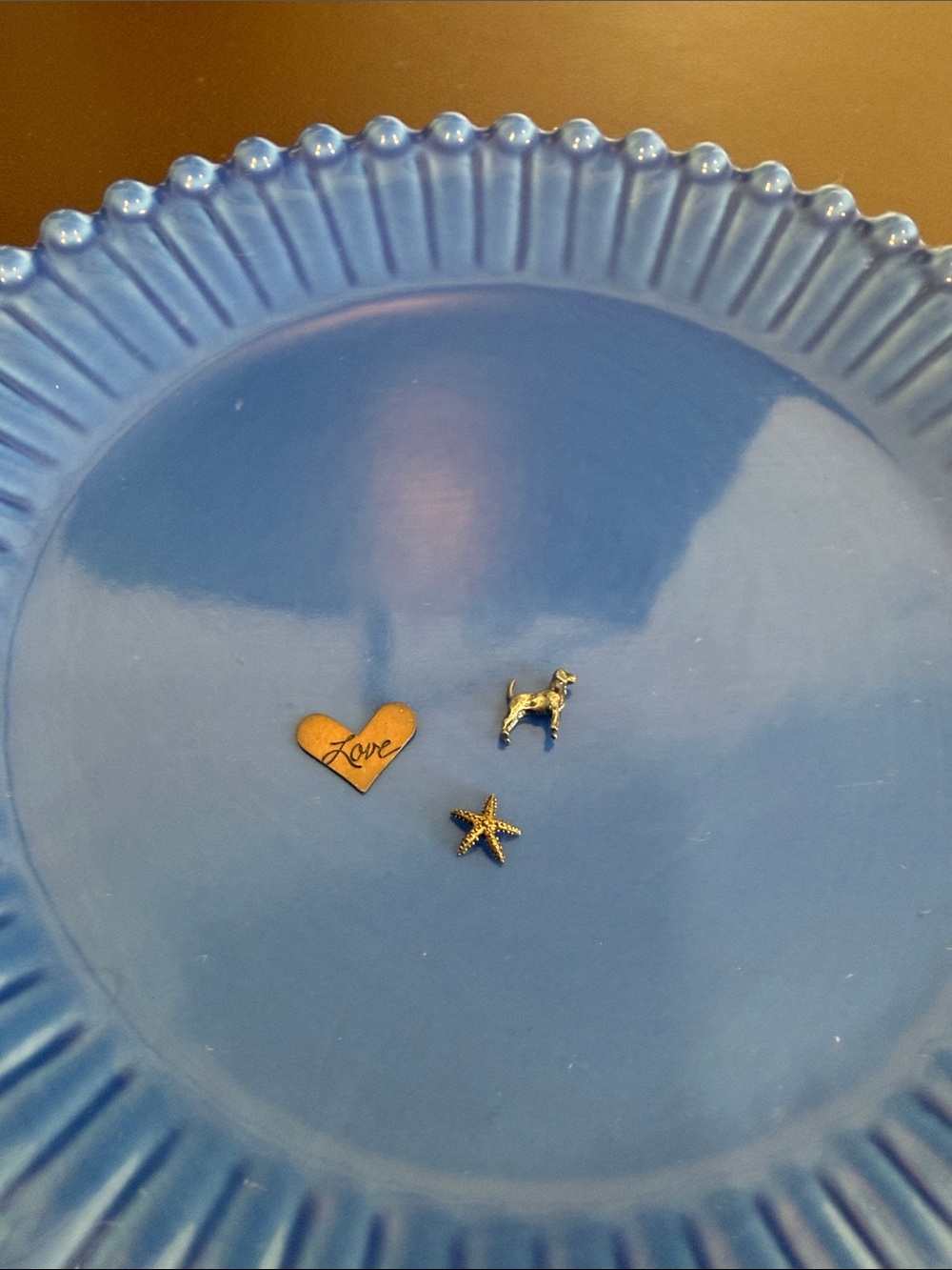 Origami Owl Blue Necklace Charms Set — Heart, Starfish, Dog